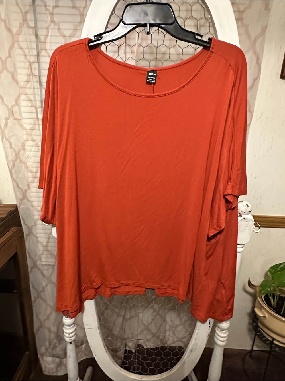 SHEIN Rust Orange Short Sleeve Scoop Neck Tee